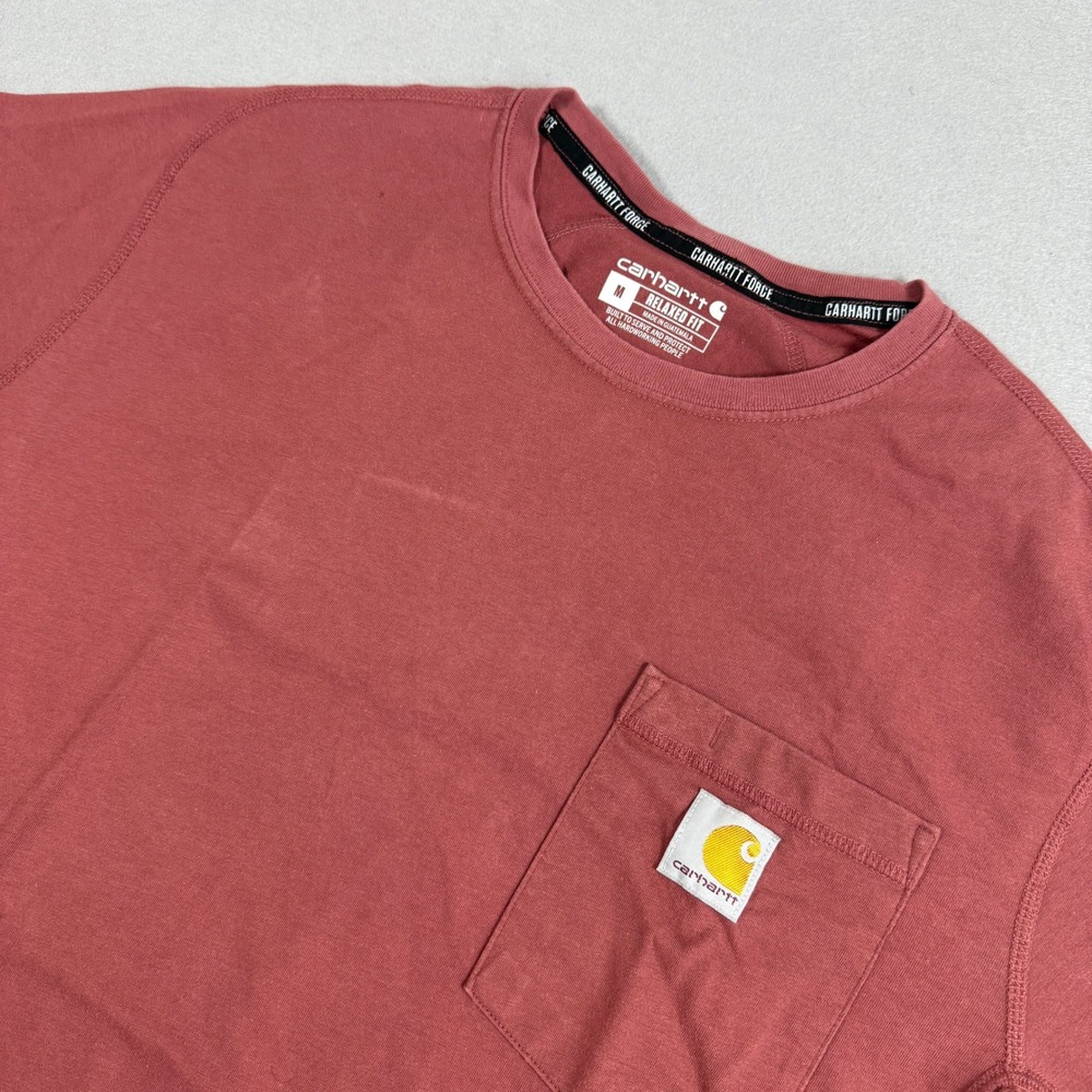 Carhartt Force Pocket T-Shirt Mens Medium Relaxed Fit Atomic Red Short Sleeve